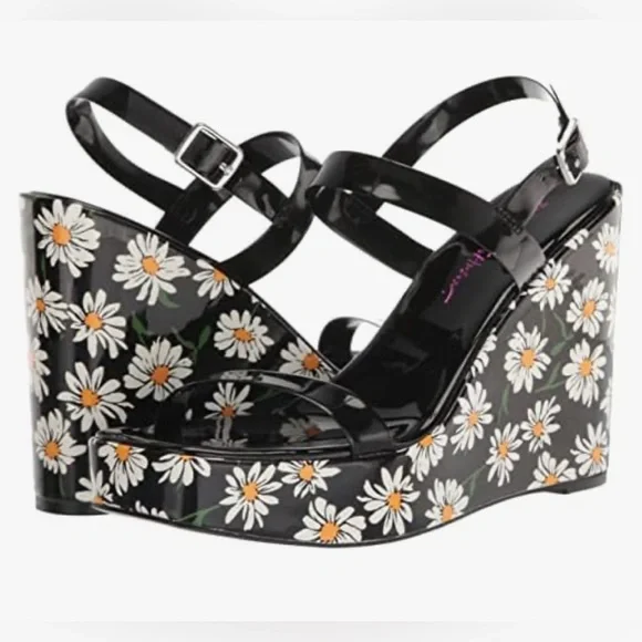 EUC [Betsey Johnson] Landry Daisy Floral Platform Wedge Sandals Women’s Sz 6.5 - Picture 2 of 14